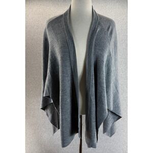 Rebecca‎ Minkoff Womens Gray Knit Drape Wrap Shawl Open Front Wool Blend Soft